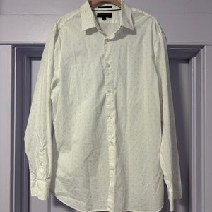 Banana Republic Large White Dress Shirt with blue Pattern